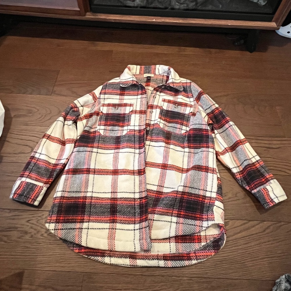 Red and White plaid flannel jacket